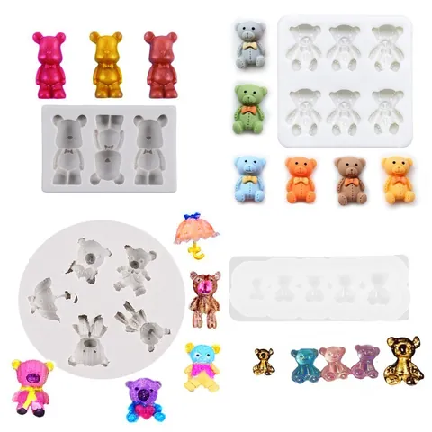 Mini Bear Silicone Fondant Mold Cartoon Chocolate Gummy Candy Cake Decorating DIY Epoxy Resin Craft Baking Tool