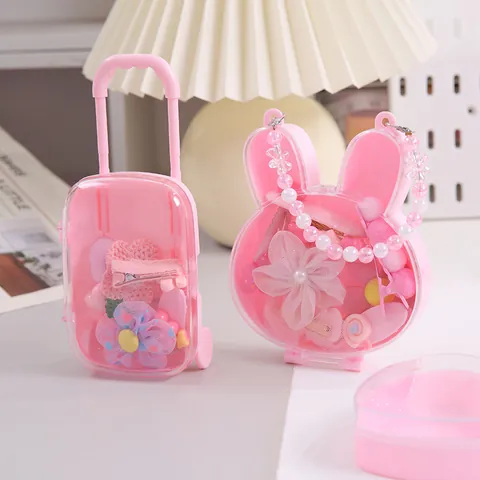 Creative Cartoon Rabbit Gift Box INS Style Cute Beaded Handle ABS Plastic Storage Box For Girls Stationery DIY Birthday Gift