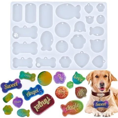 DIY Silicone Mold For Resin Pet ID Tags And Nail Art Gems Multi Shape Epoxy Resin Casting Mold For Dog Cat Tags Jewelry Tools