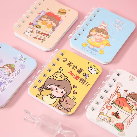 Mini Cartoon Spiral Notebook Portable Pocket Diary For Students Cute Illustrations Note Pad Small Daily Journal Stationery