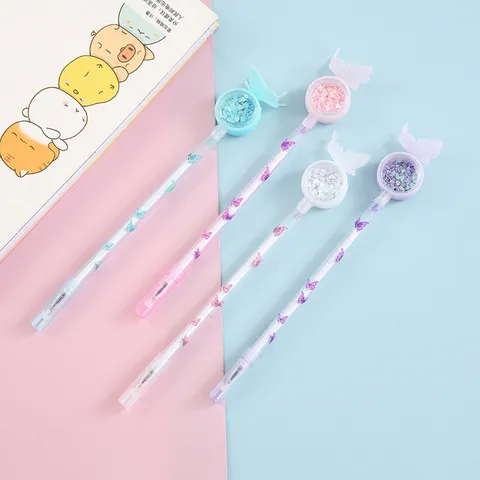 Creative Butterfly Sequin Gel Pen Cute Girly Style Glitter Floating Sign Pen For Students Office School Stationery Writing Gift