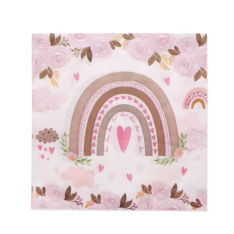 Bohemian Rainbow Party Tableware Disposable Paper Plates Cups Napkins Tablecloth For Birthday Celebration Children Day Set