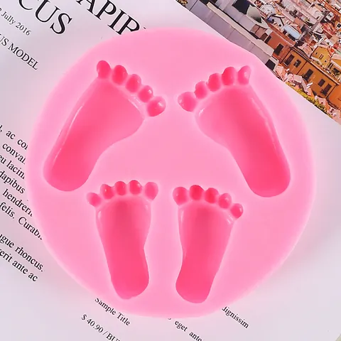 3D Babyfüße Form Silikonform Für DIY Epoxidharz Ton Seife Handarbeit Kuchen Dekoration Rosa Runde Silikonform Werkzeug