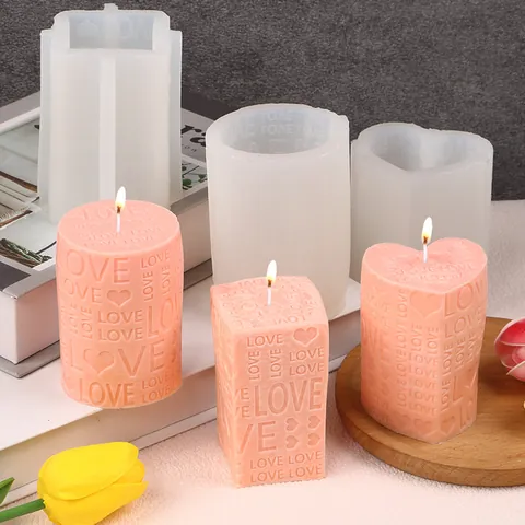 DIY Love Letter Hart Siliconen Kaarsvorm Cilinder Vierkant Hartvormig Romantisch Valentijnsdag Aromatherapie Kaars Zeep Vorm