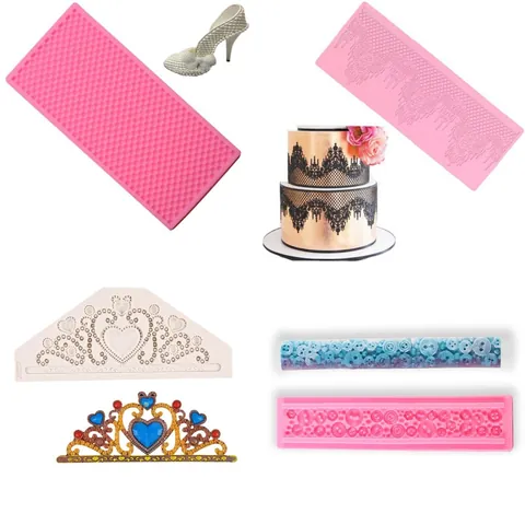 Giant Lace Border Silicone Mold Jewelry Pad Fondant Cake Decorating Tool DIY Baking Craft Wedding Chocolate Mold