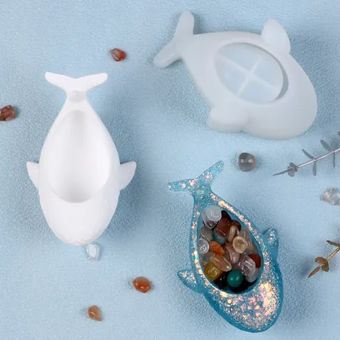 Molde de Silicona de Ballena Para Bandejas de Resina Serie Océano Plato de Almacenamiento de Frutas Nueces Portavelas DIY
