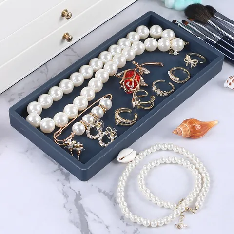 Silicone Storage Tray Jewelry Organizer Bathroom Soap Holder Non-slip Waterproof Countertop Decorative Tray For Home Makeup Vanity