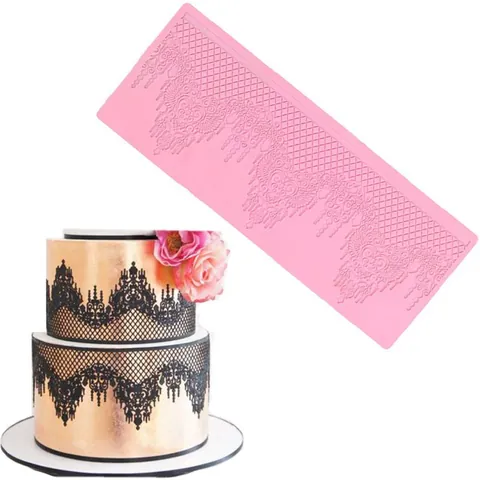 Giant Lace Border Silicone Mold Jewelry Pad Fondant Cake Decorating Tool DIY Baking Craft Wedding Chocolate Mold