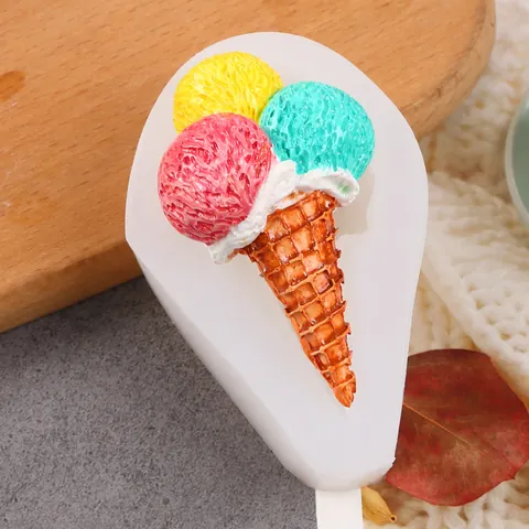 DIY Ice Cream Cone Silicone Molds For Mousse Cake Decoration Chocolate Candle Resin Craft Tools Modern Minimalist White Baking Molds