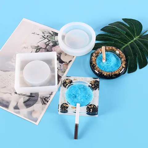 DIY Kristall Epoxidharz Aschenbecher Silikonform Rund Quadratisch Aschenbecher Handgefertigtes Werkzeug Für Home Office Dekoration Schmuckherstellung