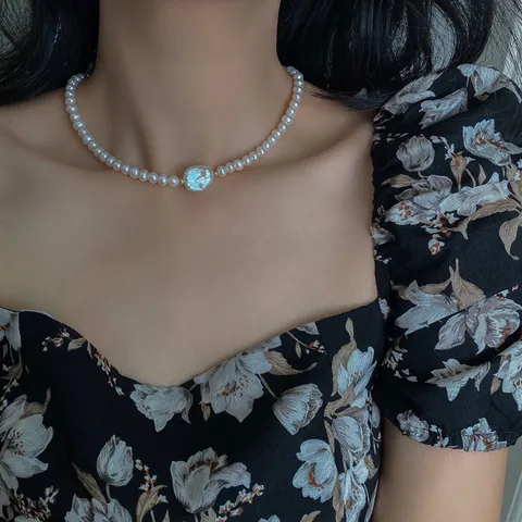 Natürliche Süßwasser Barockperle Halskette Für Damen 14K Gold Filled Minimalistische Leichte Luxus Kalt Stil Choker Schlüsselbein Kette Schmuck