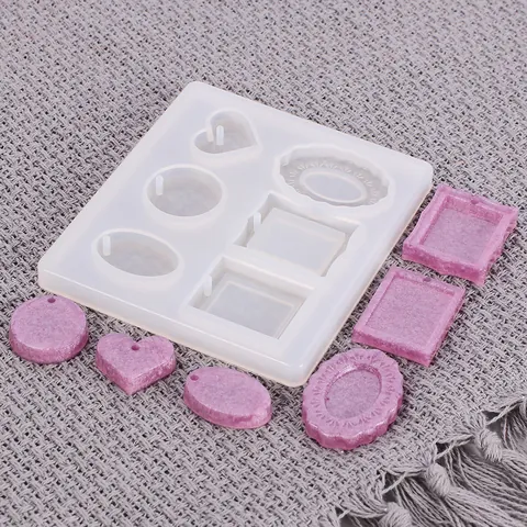 DIY Crystal Epoxy Resin Silicone Mold Multi-Shape Pendant Heart Tower Diamond Button Molds For Jewelry Making Craft Tools