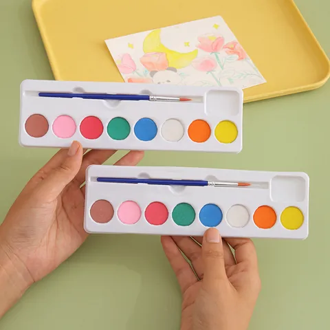 Ensemble de 8 Couleurs d'Aquarelle Solide pour Enfants Dessin DIY Avec Pinceau Fournitures d'Art Portables pour Enfants