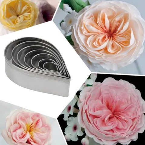 7 Pcs Σετ Καλούπι Fondant από Ανοξείδωτο Ατσάλι Σταγόνα Σετ Κουπ Πατ Πέταλο Τριαντάφυλλου Εργαλεία Διακόσμησης Κέικ για DIY Γλυκά