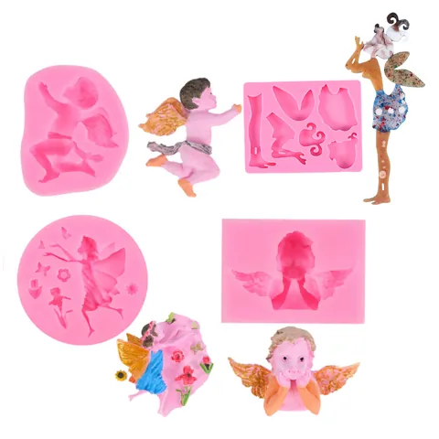 DIY Angel Portrait Silicone Mold Relief Flower Fairy Plaster Ornament Chocolate Fondant Cake Decorating Craft Making Mold