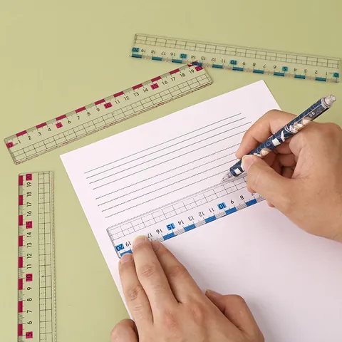 Transparent Ruler Wavy Edge Multifunctional Plastic Drawing Tool For Students Exams Vision Protection Clear Scale School Stationery