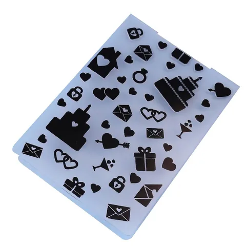 Classeur de Gaufrage de Gâteau Fondant Cœur Romantique Moule de Décoration de Gâteau DIY en Plastique Plaque de Pressage à Thème Mariage