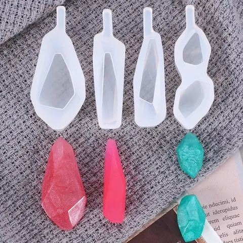 Silicone Resin Jewelry Mold For DIY Handmade Rhombus Crystal Stone Pendant Mold Geometric Diamond Cut Surface Earring Mold
