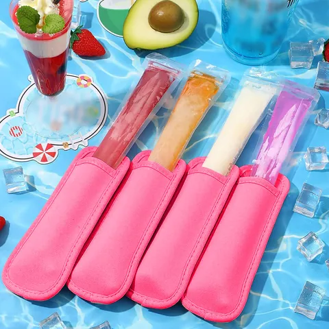 Neoprene Ice Pop Sleeves Popsicle Holders Elastic Reusable Freezer Insulation Sleeves For Ice Pops Cold Treats Summer Daily Use Kitchen Tools