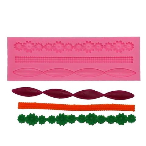 Long Strip Silicone Cake Mold For Fondant Lace Border Baking Daisy Flower Wave Pattern Silicone Decorative Border Mold