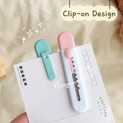Mini Candy Color Utility Knife Cute Portable Retractable Paper Cutter For Students Home Office Unboxing Tool
