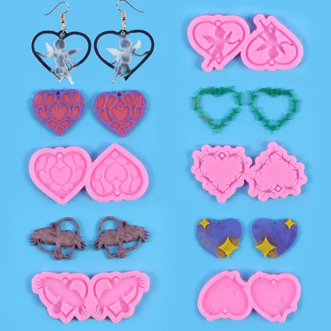 DIY Heart Angel Wings Silicone Mold For Epoxy Resin Casting Jewelry Keychain Pendant Earring Making Cupid Barbed Heart Craft Tool