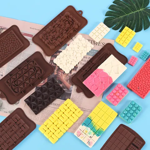 DIY Silicone Fondant Cake Mold Geometric Building Blocks Pattern Chocolate Baking Decoration Tool Tray For Home Bakery