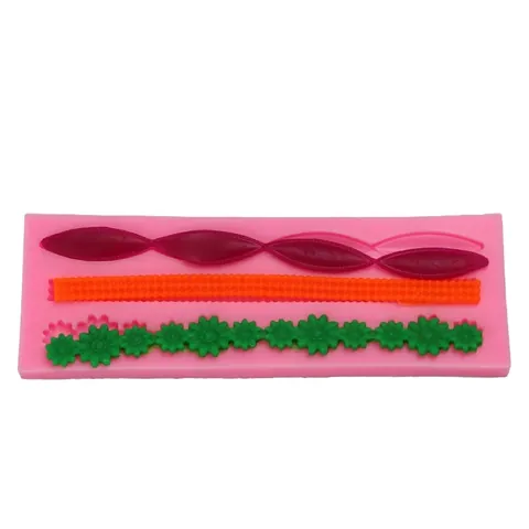 Long Strip Silicone Cake Mold For Fondant Lace Border Baking Daisy Flower Wave Pattern Silicone Decorative Border Mold
