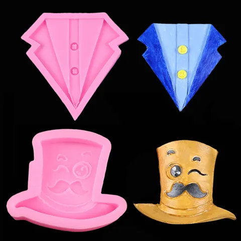 DIY Siliconen Taartvorm Gentleman Snor Hoed Pak Kraag Serie Voor Vaderdag Fondant Chocolade Vorm Bakgereedschap