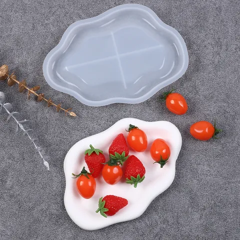 DIY Cloud Shape Silicone Mold For Fruit Tray Coaster Desktop Decor Wave Storage Plate Handmade Resin Craft Casting Tool
