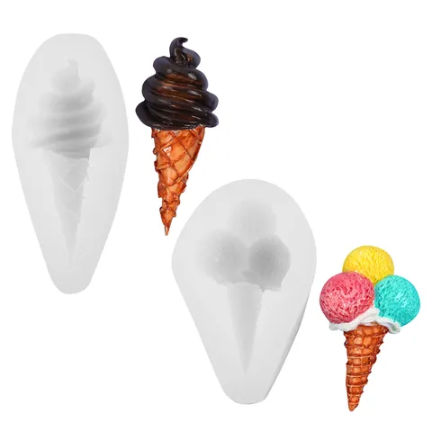 DIY Ice Cream Cone Silicone Molds For Mousse Cake Decoration Chocolate Candle Resin Craft Tools Modern Minimalist White Baking Molds