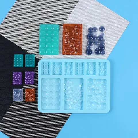 DIY Silicone Fondant Cake Mold Geometric Building Blocks Pattern Chocolate Baking Decoration Tool Tray For Home Bakery