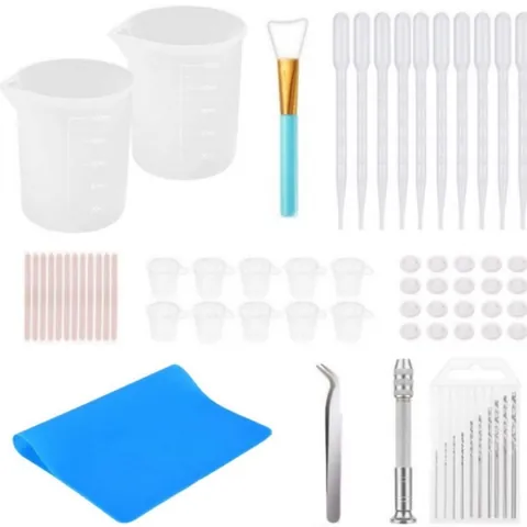 DIY Epoxy Resin Crystal Glue Mixing Tool Kit With Silicone Measuring Cups Mat Stir Sticks Droppers For Handmade Craft Making