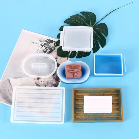 DIY Kristall-Epoxidharz-Silikonform Für Seifenschale Entwässerungsregal Rechteckige Ovale Aufbewahrungsbox Bastelwerkzeuge Badezimmer Dekoration