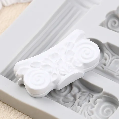Molde de Silicona en Relieve de Columna Romana Europea DIY Pastel de Fondant Arquitectura Retro Pilar Chocolate Herramienta de Horneado Resina