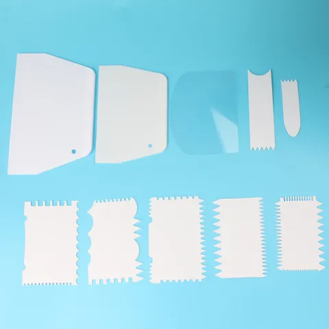 Plastic Cake Scrapers Set DIY Cream Scrapers Serrated Edge Dough Smoothers Baking Decorating Tools Kitchen Supplies
