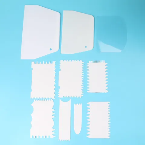 Plastic Cake Scrapers Set DIY Cream Scrapers Serrated Edge Dough Smoothers Baking Decorating Tools Kitchen Supplies