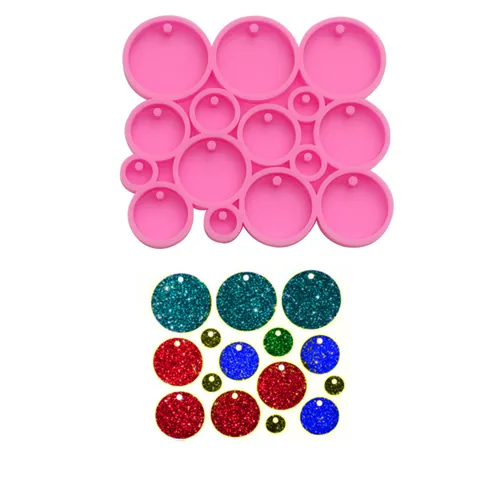 DIY Silicone Molds For Jewelry Making Heart Butterfly Circle Shapes Epoxy Resin Mold For Earrings Pendants Hair Clips Craft Tools Pink