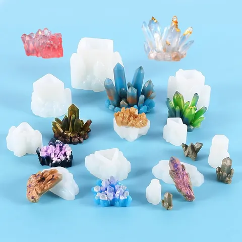 DIY Crystal Cluster Silicone Mold For Resin Casting Stone Pillar Rockery Shape Liquid Soft Mold Jewelry Making Home Decoration