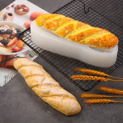 Stampo per Simulazione Pane Baguette in Silicone Professionale per Decorazione Panetteria Oggetti di Scena Fotografia Modello Vassoio