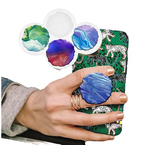 DIY Coaster Silicone Molds For Resin Casting Geometric Square Hexagon Round Wood Texture Phone Stand Jewelry Mold Making Crafts
