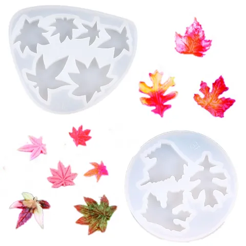 Molde de Silicona de Resina Epoxi DIY Forma Hoja de Arce Superficie de Espejo Herramienta de Artesanía Hecha a Mano para Decoración