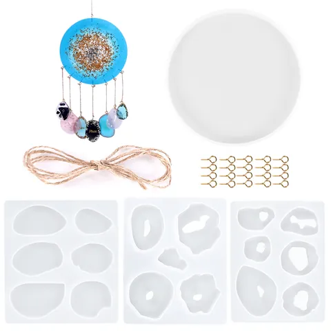 Moldes Colgantes de Epoxi de Cristal de Espejo DIY Planeta Kit de Molde de Silicona Decoración de Pared Cielo Estrellado para Manualidades
