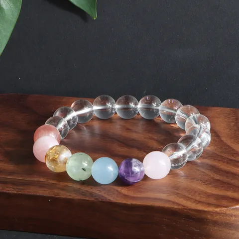 Natürliches Bergkristall Perlenarmband Mehrfarbig Naturstein Dopamin-Stil Candy-Farbe Elastisches Armband Unisex Schmuck Geschenk