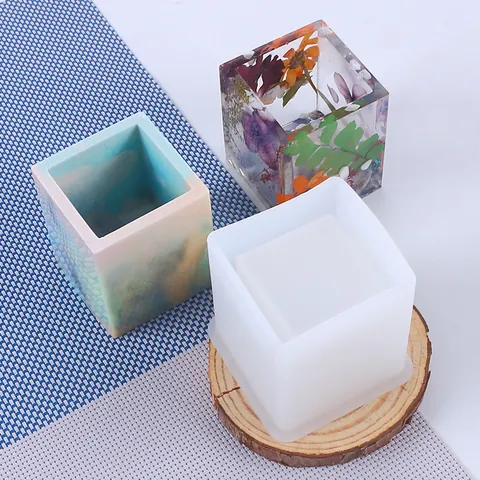 Stampo in Silicone Rotondo Quadrato Fai da Te per Resina Gesso Portapenne Vaso Contenitore per Gioielli Strumento di Fusione