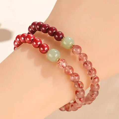 Handmade Cinnabar Southern Red Agate Nephrite Jade Artificial Pearl Beaded Bracelet For Women Vintage New Chinese Style Jewelry