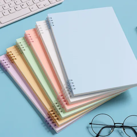 Minimalist Morandi Style A5 Spiral Notebook Waterproof PP Cover Thickened Horizontal Line Segmented Coil Writing Book For Office School