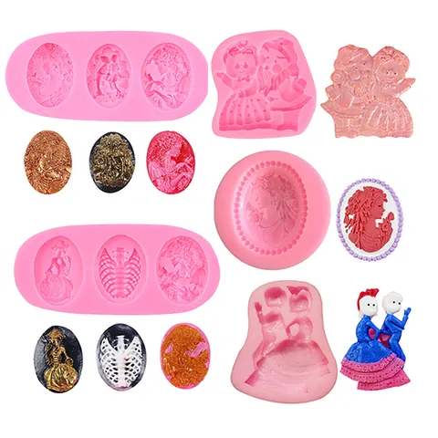 DIY Angel Portrait Silicone Mold Relief Flower Fairy Plaster Ornament Chocolate Fondant Cake Decorating Craft Making Mold