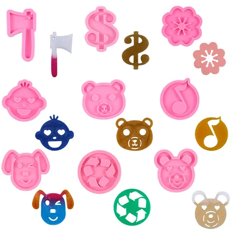 Silicone Molds For DIY Epoxy Resin Keychain Pendants Making Cat Bear Heart Music Symbol Dollar Sign Shape Handcraft Tools