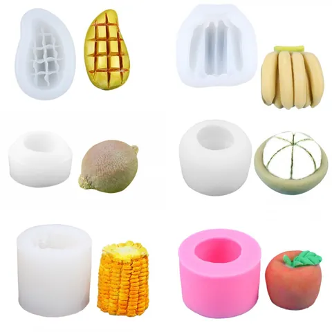 Creative Fruit Shape Silicone Molds For Candle Making DIY Chocolate Fondant Cake Ice Cream Lemon Mango Banana Pineapple Molds